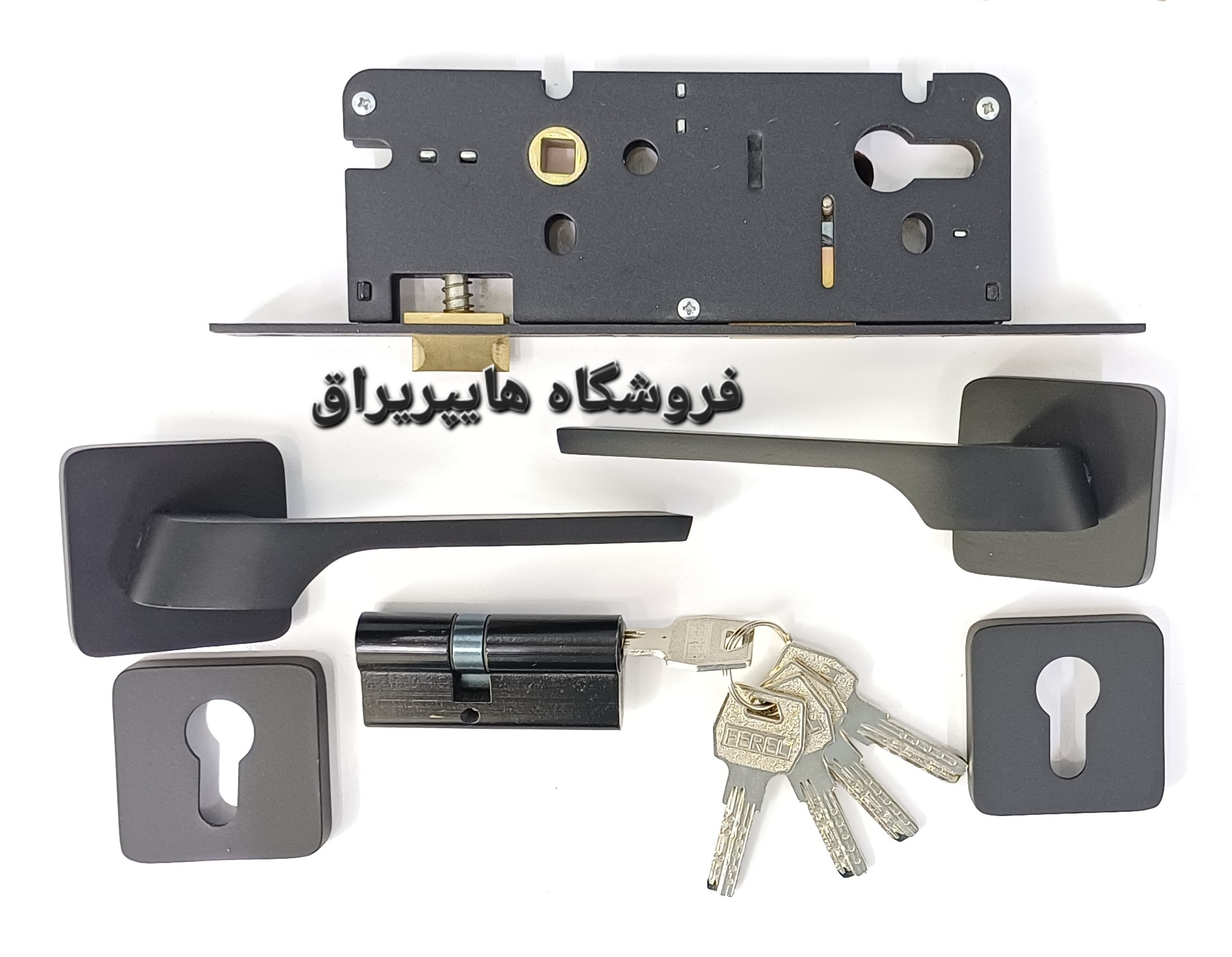 ست کامل دستگیره درب اقتصادی با قفل 7سانت کد 27